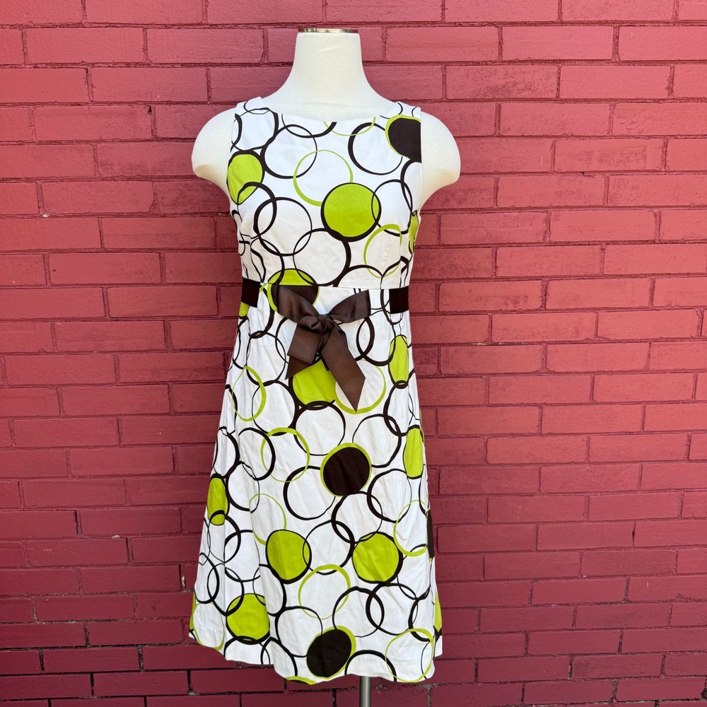 Vtg Y2K Willow Glenn New York Womens Dress 6 Mod Geometric Circle Print Bratz